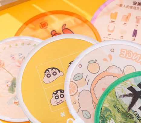 夏天反光板飞盘扇卡通折扇